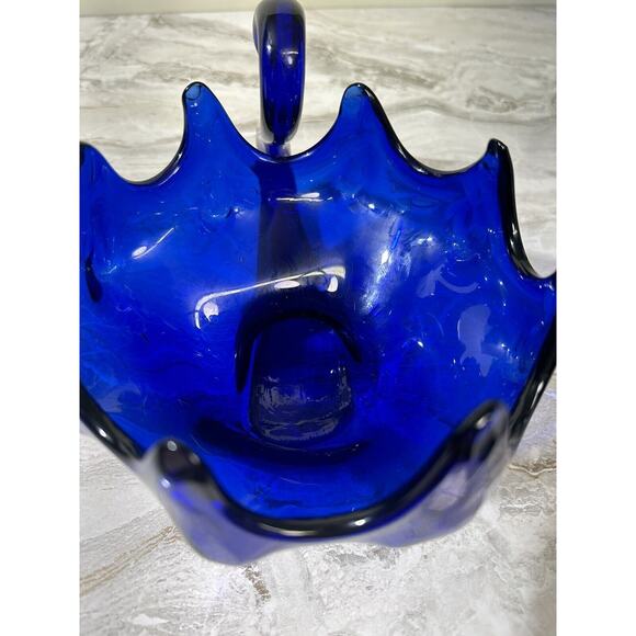 Vintage Cobalt Blue Blown Glass Swan Candy Dish MCM Decorative - Picture 13 of 14